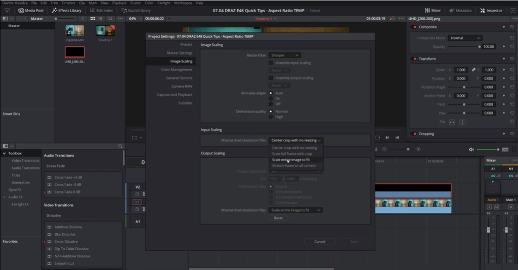 How to Change Aspect Ratio in Davinci Resolve 17  using layout method 2