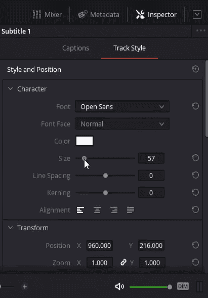 changing size of subtitles 