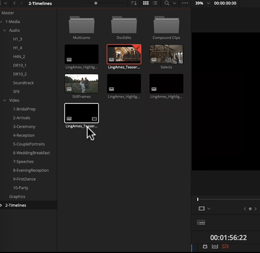 Timelines in Davinci Resolve