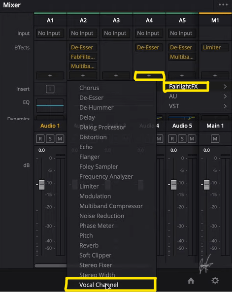 Add EQ in DaVinci Resolve 17