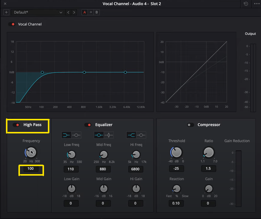 Add EQ in DaVinci Resolve 17