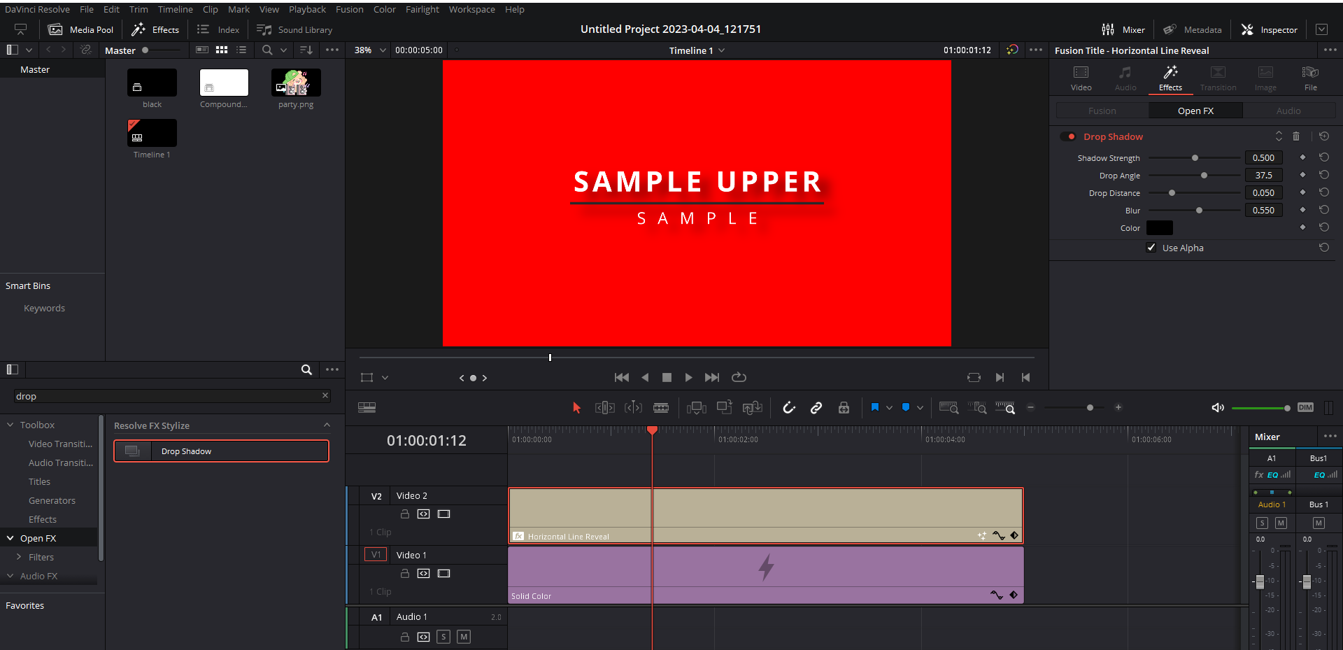 Add Drop Shadow Effect in DaVinci Resolve (PNG & Text)